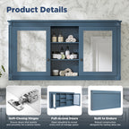 55 Inch Wall-Mount 2-in-1 Mirror Cabinet with Adjustable Shelves
