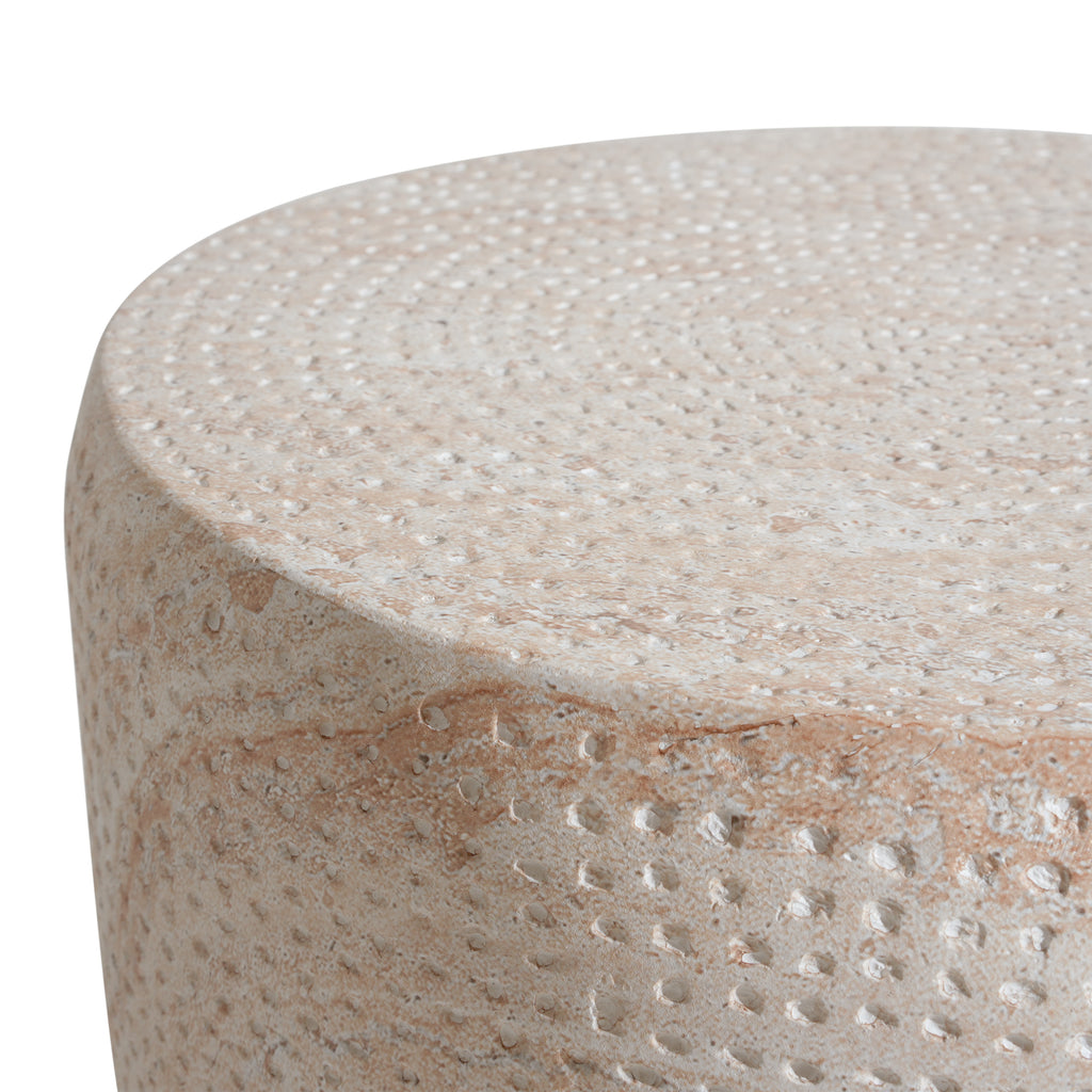 Outdoor/Indoor Lightweight Concrete Side Table - Travertine Finish