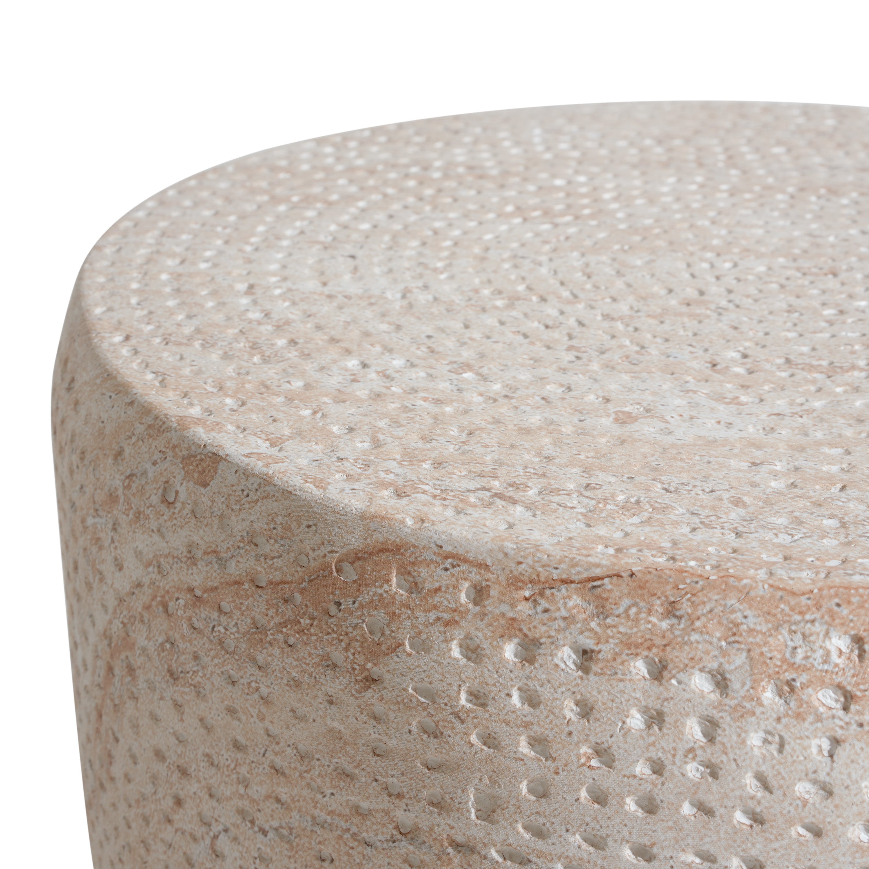 Outdoor/Indoor Lightweight Concrete Side Table - Travertine Finish