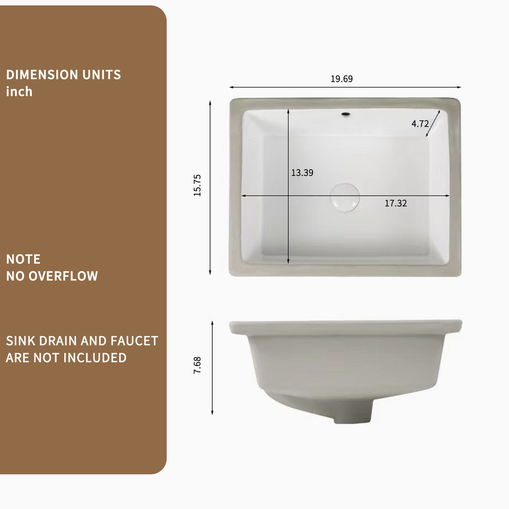 Rectangular Undermount Bathroom Sink