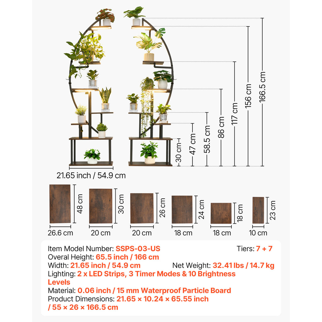 7-Tier Indoor Plant Stand with Grow Lights
