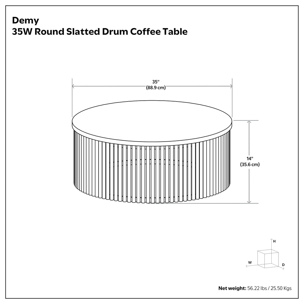 Demy 35 Inch Wide Solid Mango Wood Coffee Table