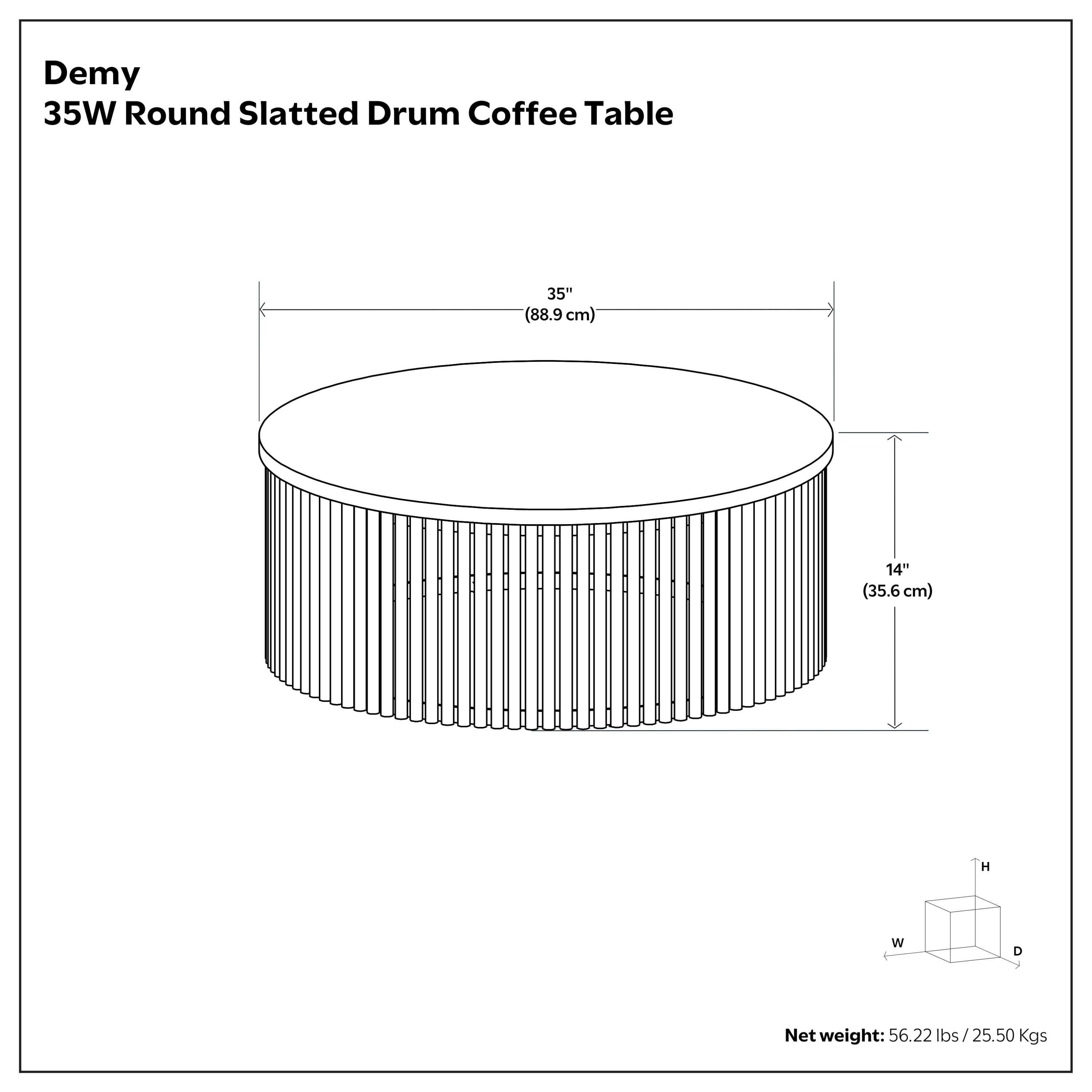 Demy 35 Inch Wide Solid Mango Wood Coffee Table