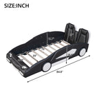 Twin Size Race Car-Shaped Platform Bed with Wheels