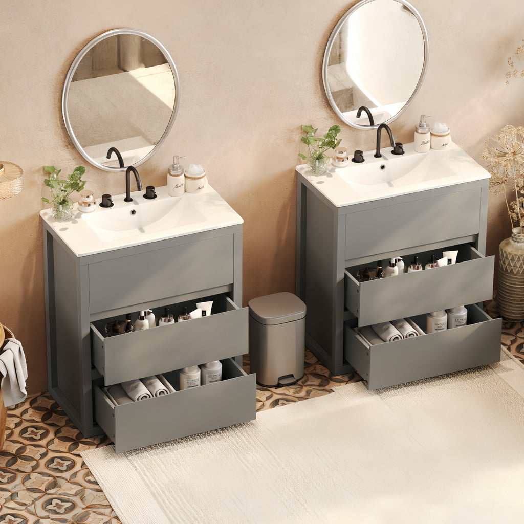 60" Double Sinks Bathroom Vanity Set