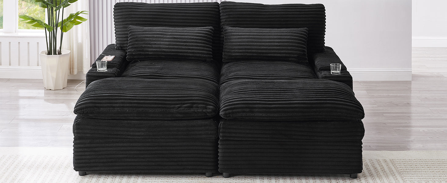 Loveseat Sofa 70.9" Free-Combined Sectional Convertible Sofa Bed