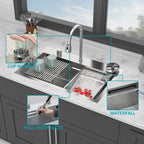 31.5" Drop In Waterfall Kitchen Sink
