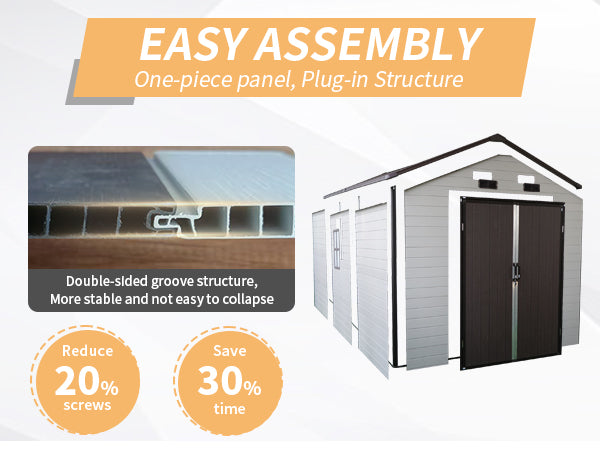 8x14x7.6 Ft Outdoor Resin Storage Shed with Windows