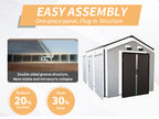 8x14x7.6 Ft Outdoor Resin Storage Shed with Windows