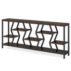 70.9 Inches Sofa Console Table with 4 Tier Wood Storage Shelves