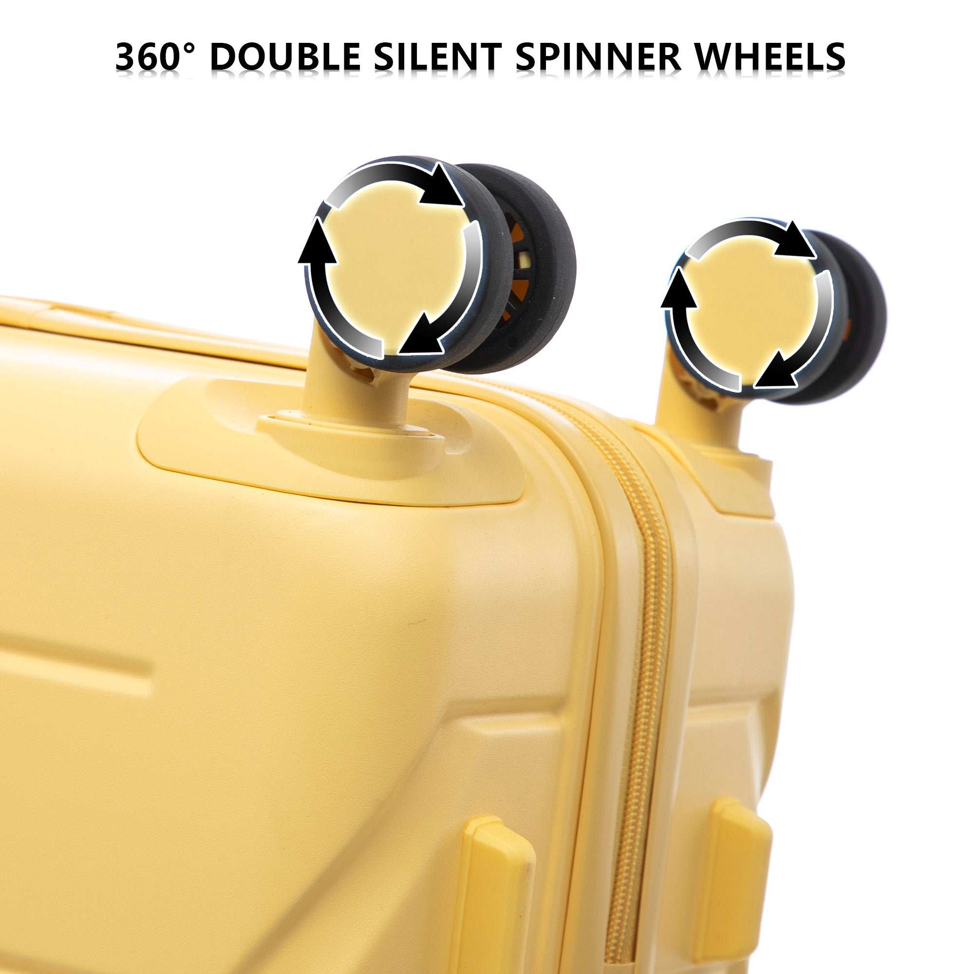 3-Piece ABS Spinner Wheel Luggage Set in Yellow