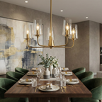 Dazzle Five Lights Chandelier With Clear Seeded Glass - Satin