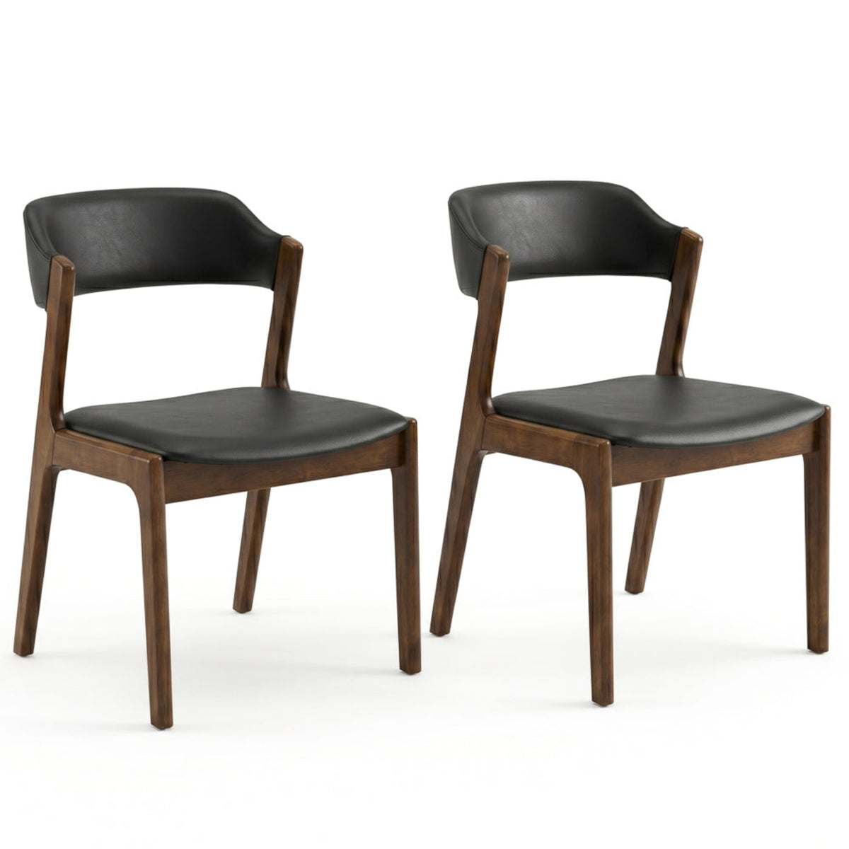 Modern Solid Wood Dining Table Set for 4, Walnut-Brown, Mid-Century