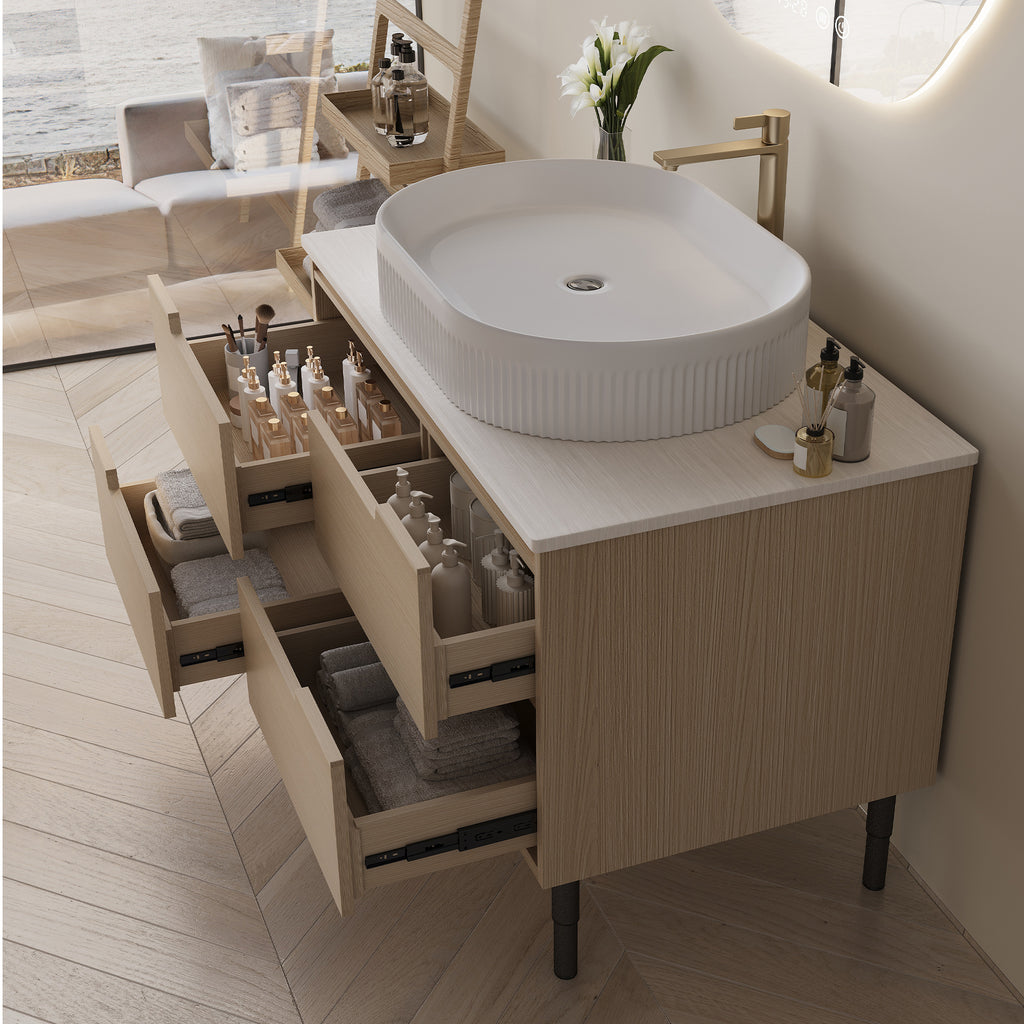 36 Inch Bathroom Vanity with Ceramic Integrated Sink & Soft-Close Drawers