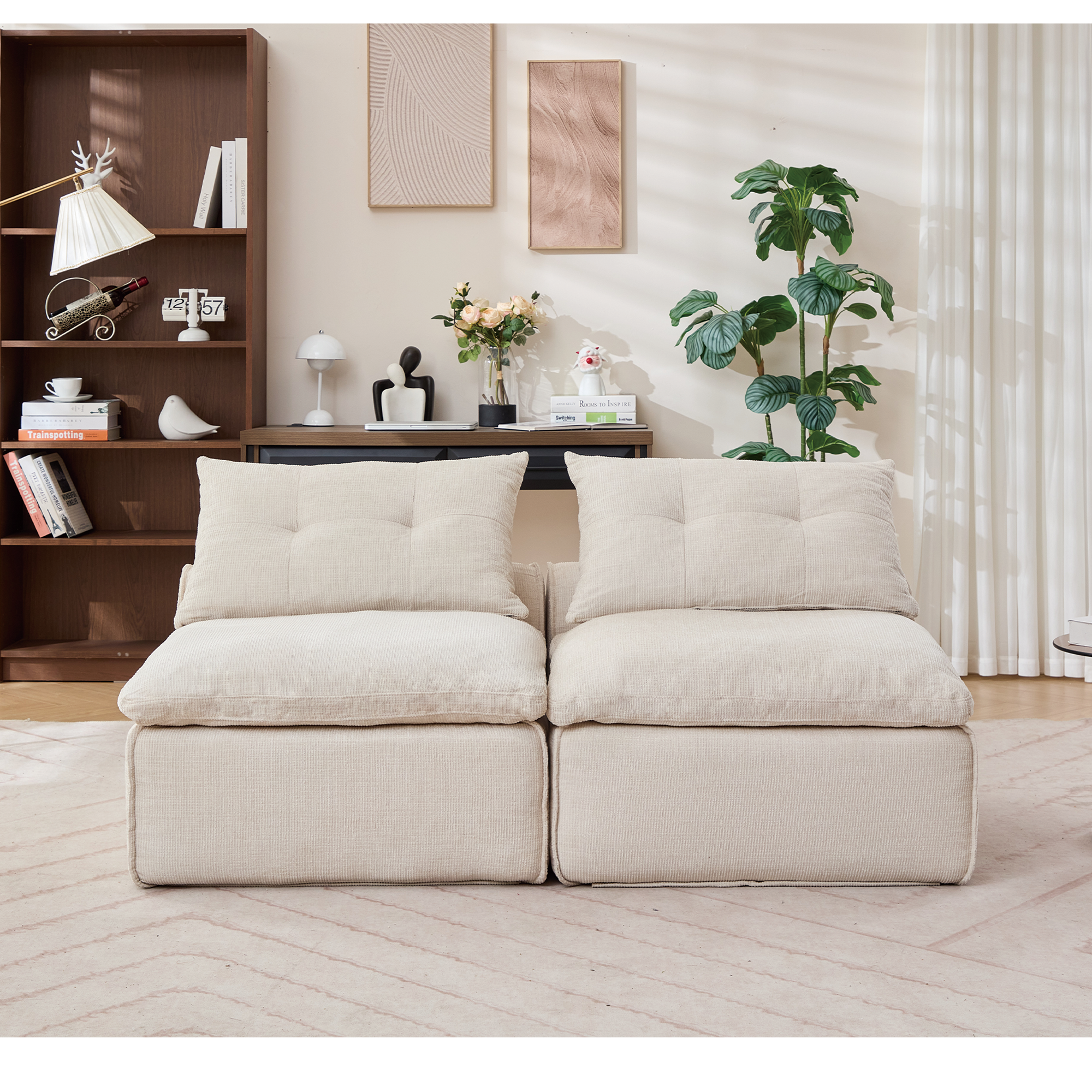 Modular Sofa with Neck and Lumbar Pillows