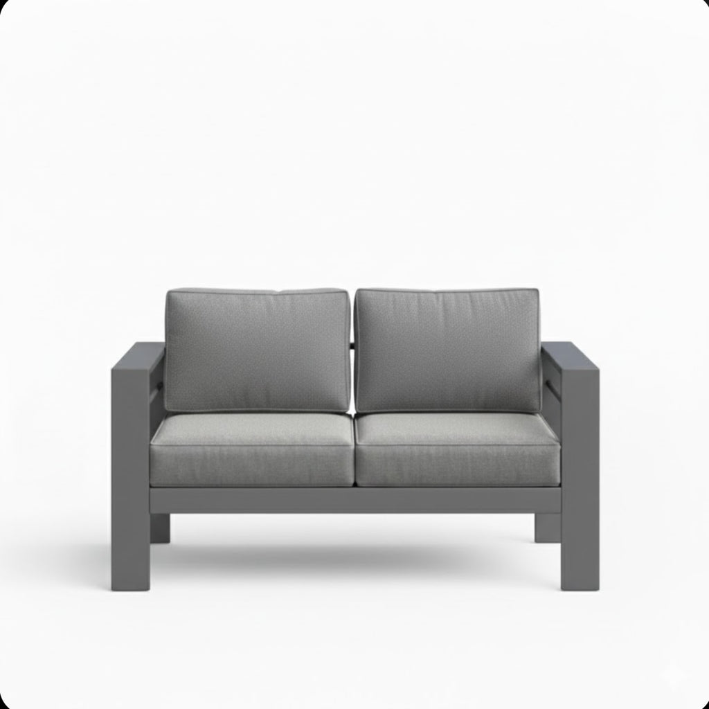 52" All-Weather Metal Loveseat Patio Sofa with Thick Cushions