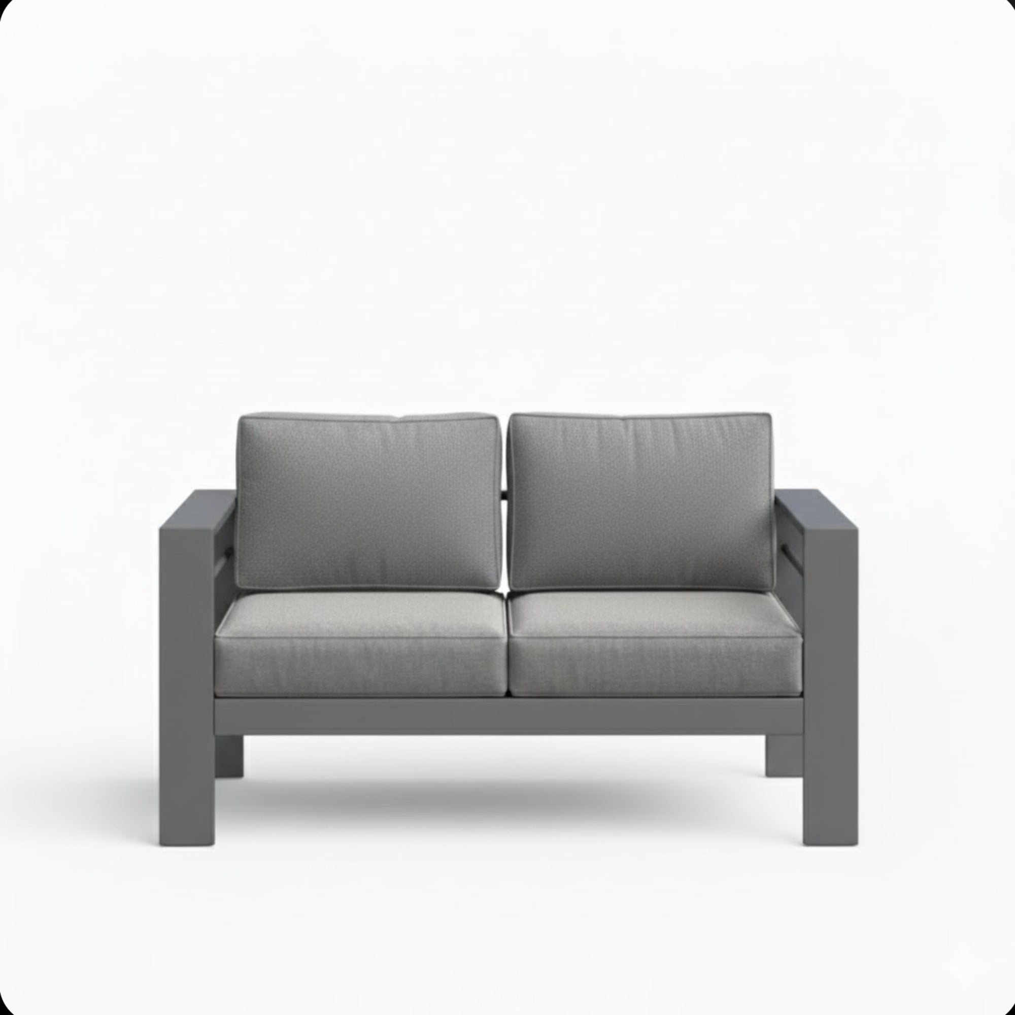 52" All-Weather Metal Loveseat Patio Sofa with Thick Cushions