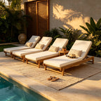Light Teak Acacia Wood Chaise Lounge Set