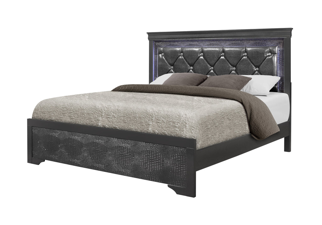 Shaker Bed with Tufted Headboard