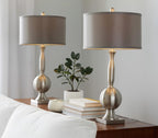 Joan 30" Contemporary Metal Table Lamp in Brushed Nickel