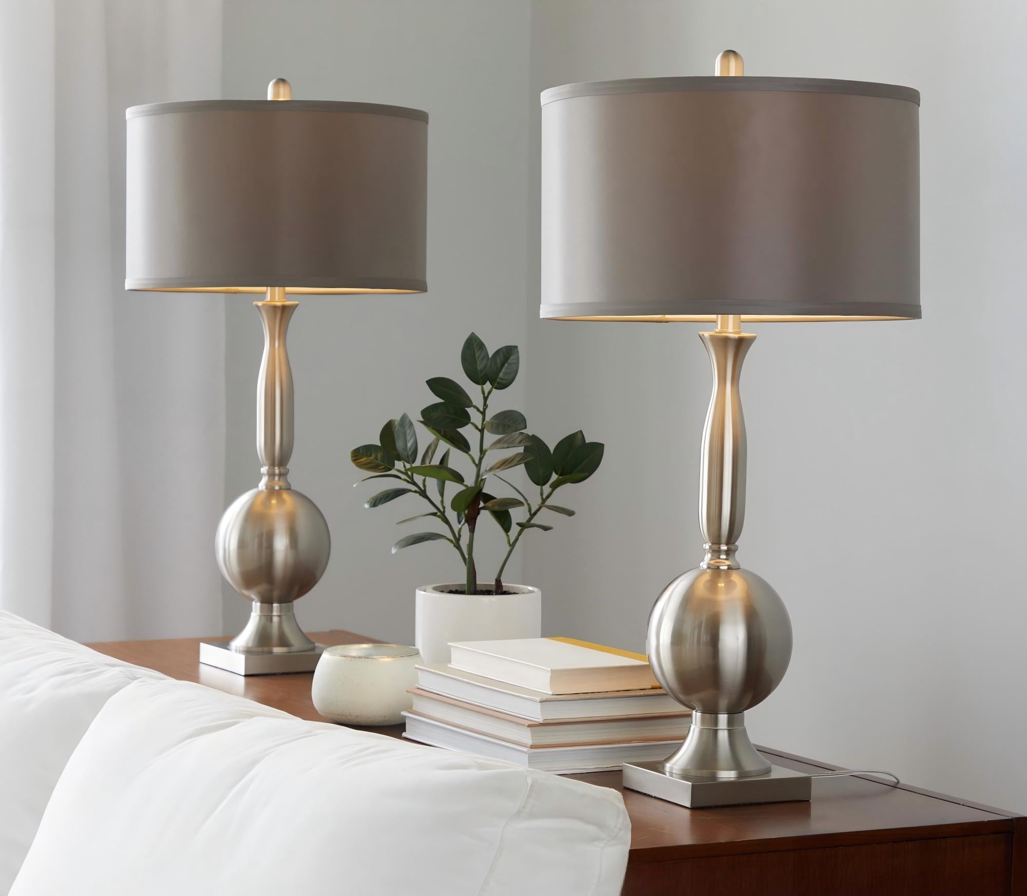 Joan 30" Contemporary Metal Table Lamp in Brushed Nickel