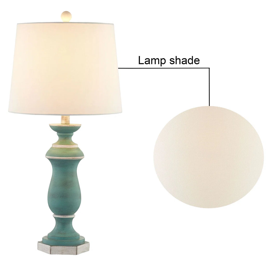 27-Inch Traditional Resin Table Lamp with 3-Way Dimming, Green, Set of 2