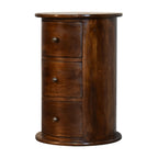 Solid Wood 3-Drawer Chestnut Drum