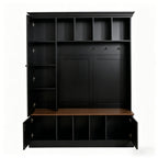 Vibe Haus 62.2''W Farmhouse Hall Tree with Shoe Storage Bench