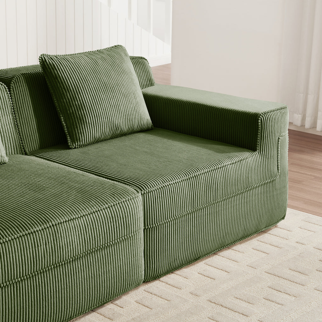 Armless Sofa with Pillow - Green