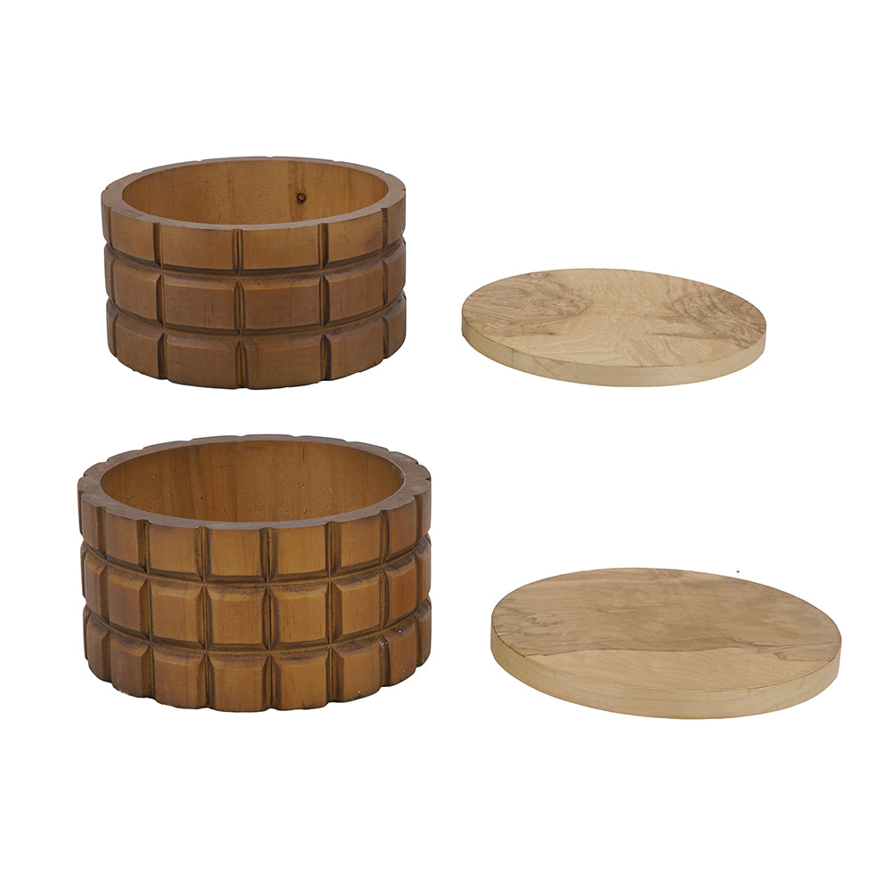 Set of 2 Textured Wood Box