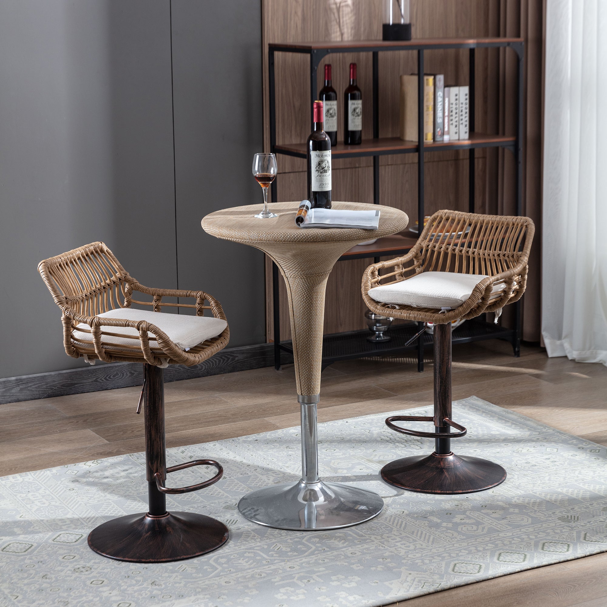 Modern Swivel Bar Stools Set of 2 Adjustable Counter Height Chairs