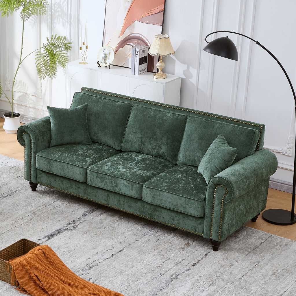 86" Modern 3-Seater Sofa with Rolled Arms