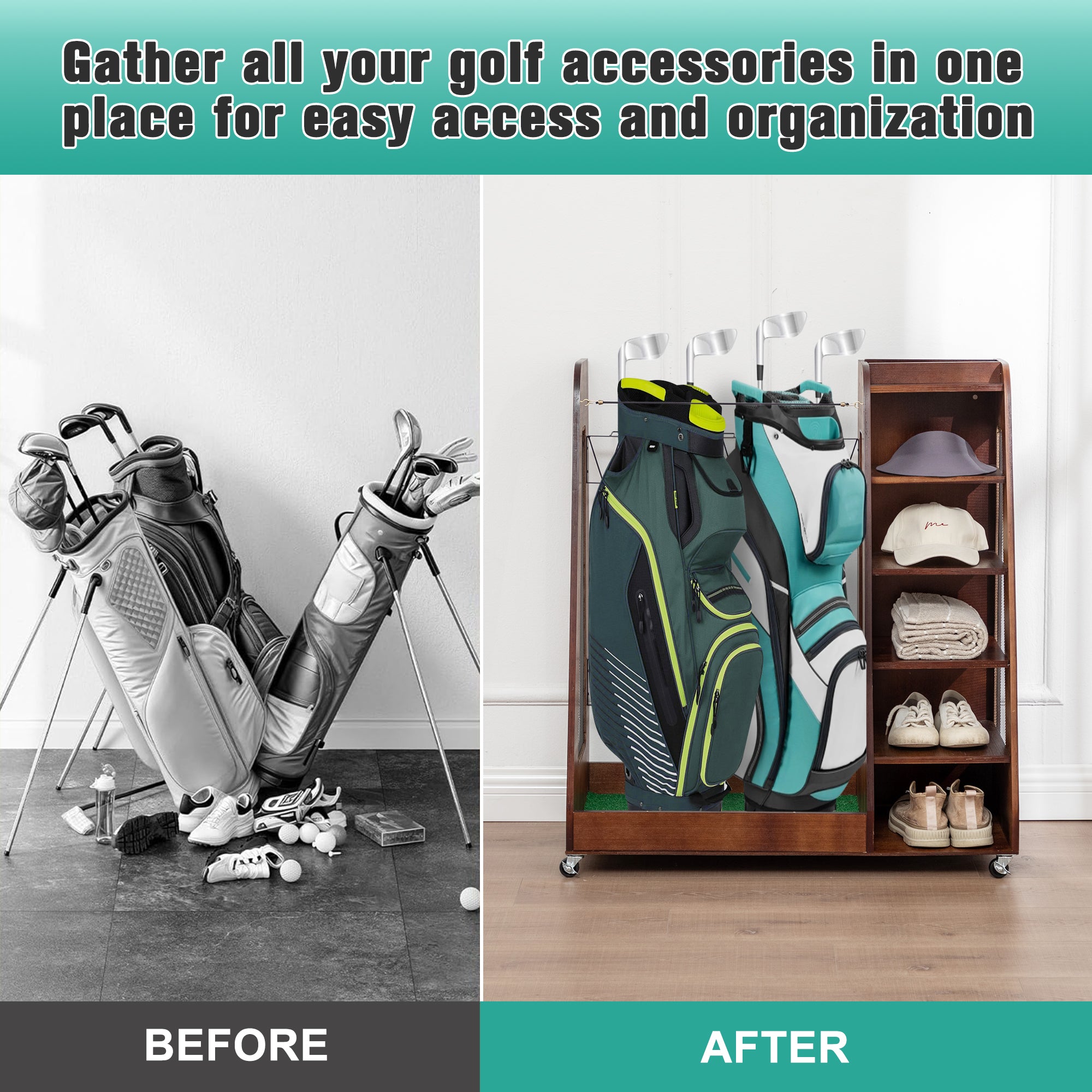 Golf Bag Organizer for Garage