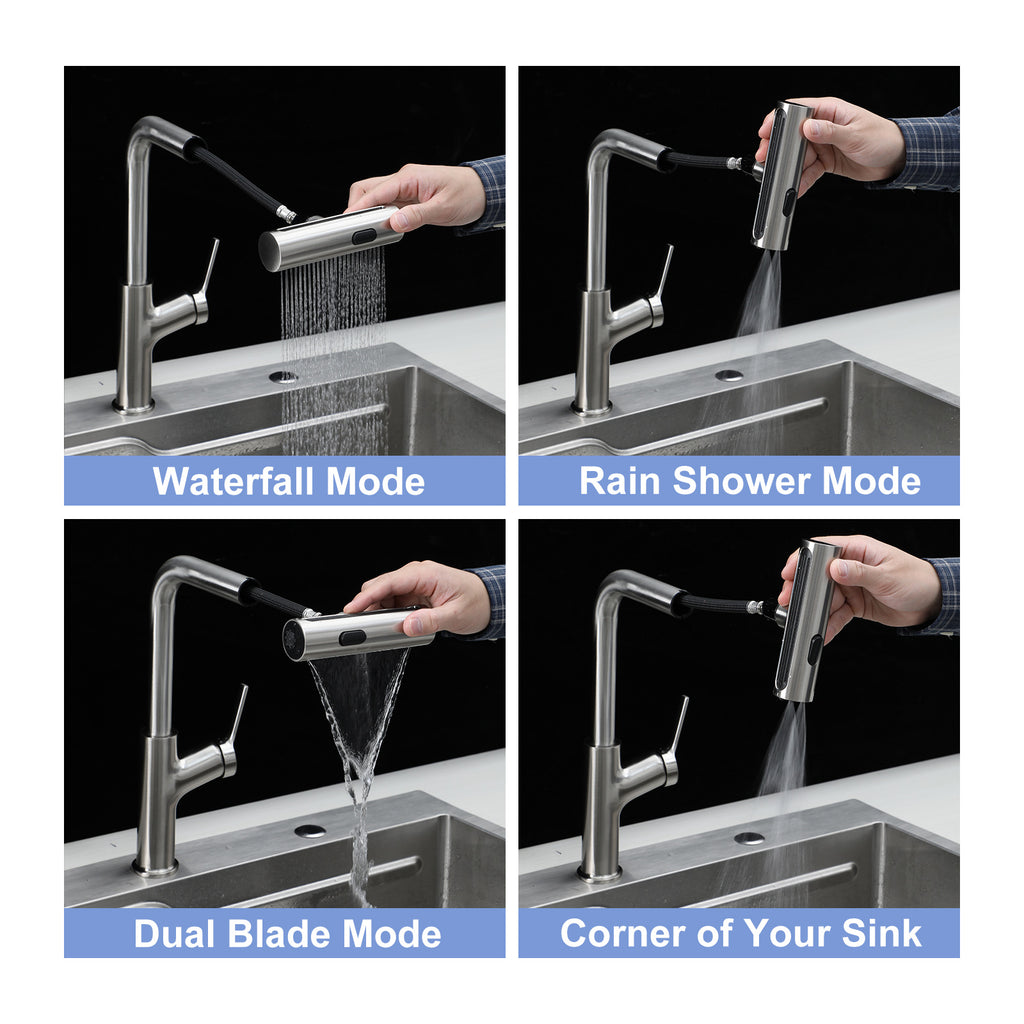 360° Pull-Down Kitchen Faucet with 4 Spray Modes