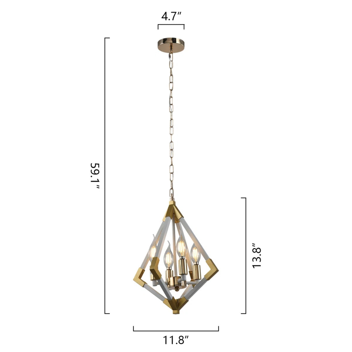 4-Light White and Gold Geometric Pendant