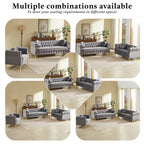 82-Inch Velvet Chesterfield Sofa with Two Round Pillows