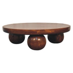 Solid Wood Central Ball Table, Chestnut