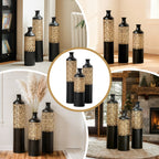 3-Piece Handcrafted Metal Floor Vase Set
