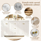 60" White French-Style Bathroom Vanity Cabinet