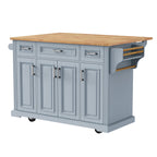 K&K 54-Inch Large Kitchen Island with Rubber Wood Drop Leaf