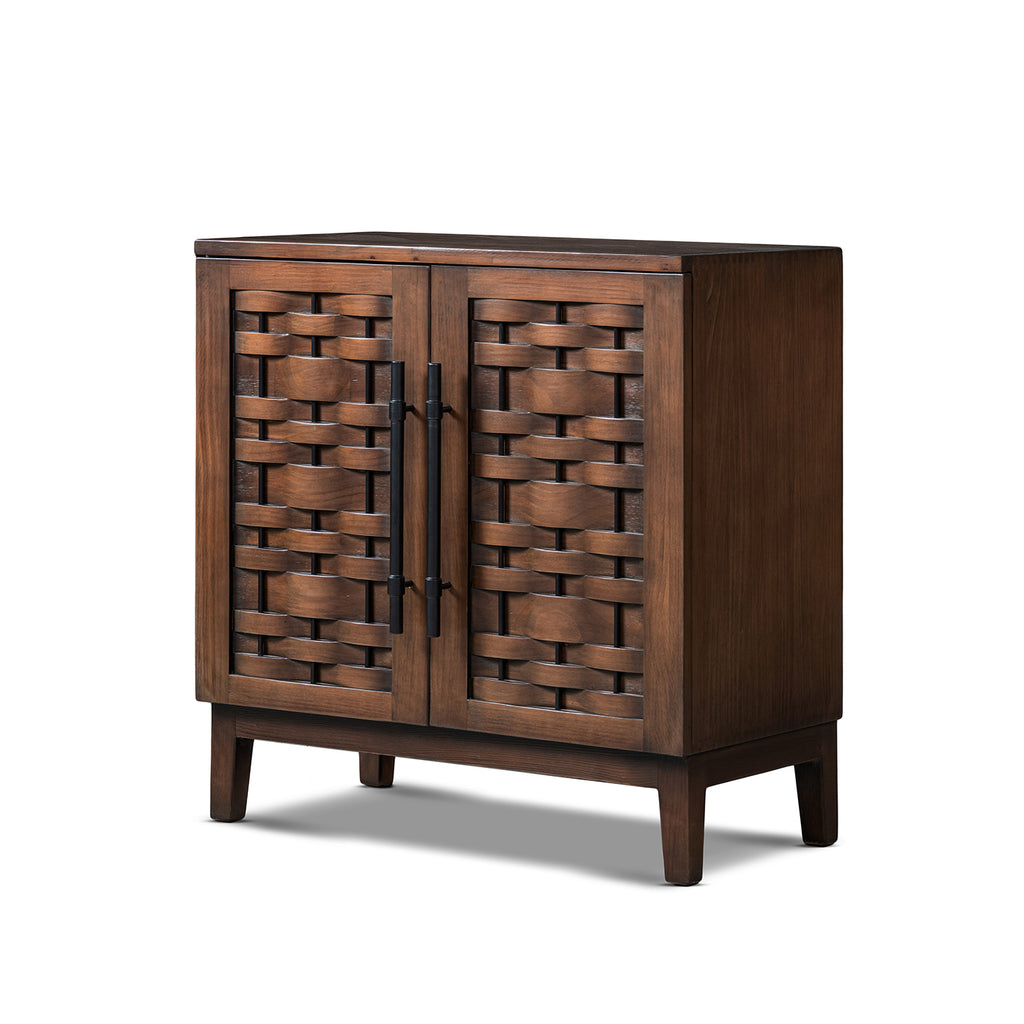 Koa 35-Inch Woven Wood Cabinet, Dark Brown