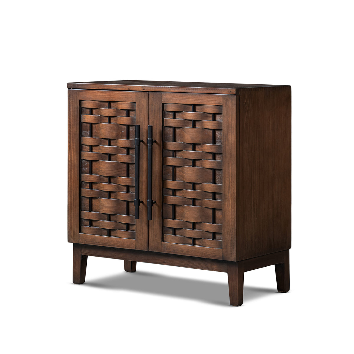 Koa 35-Inch Woven Wood Cabinet, Dark Brown