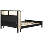 Queen Size Bed Frame with Green Upholstered Headboard