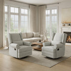 34.25" Extra Wide Off-White Swivel Recliner Glider Chair