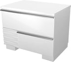 White Lacquer Wood 2-Drawer Nightstand