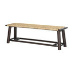 Farmhouse Modern Solid Wood Rattan Bench - 59 Inch