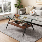 Rectangle Coffee Table with Tempered Glass Top
