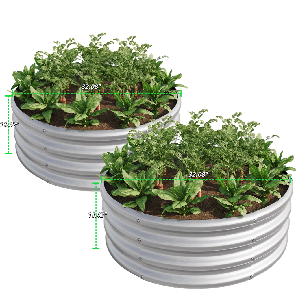 2-Piece 32.08" Tall Round Metal Raised Garden Bed