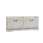 Shoe Storage Bench with 2 Flip Drawers and Adjustable Shelf