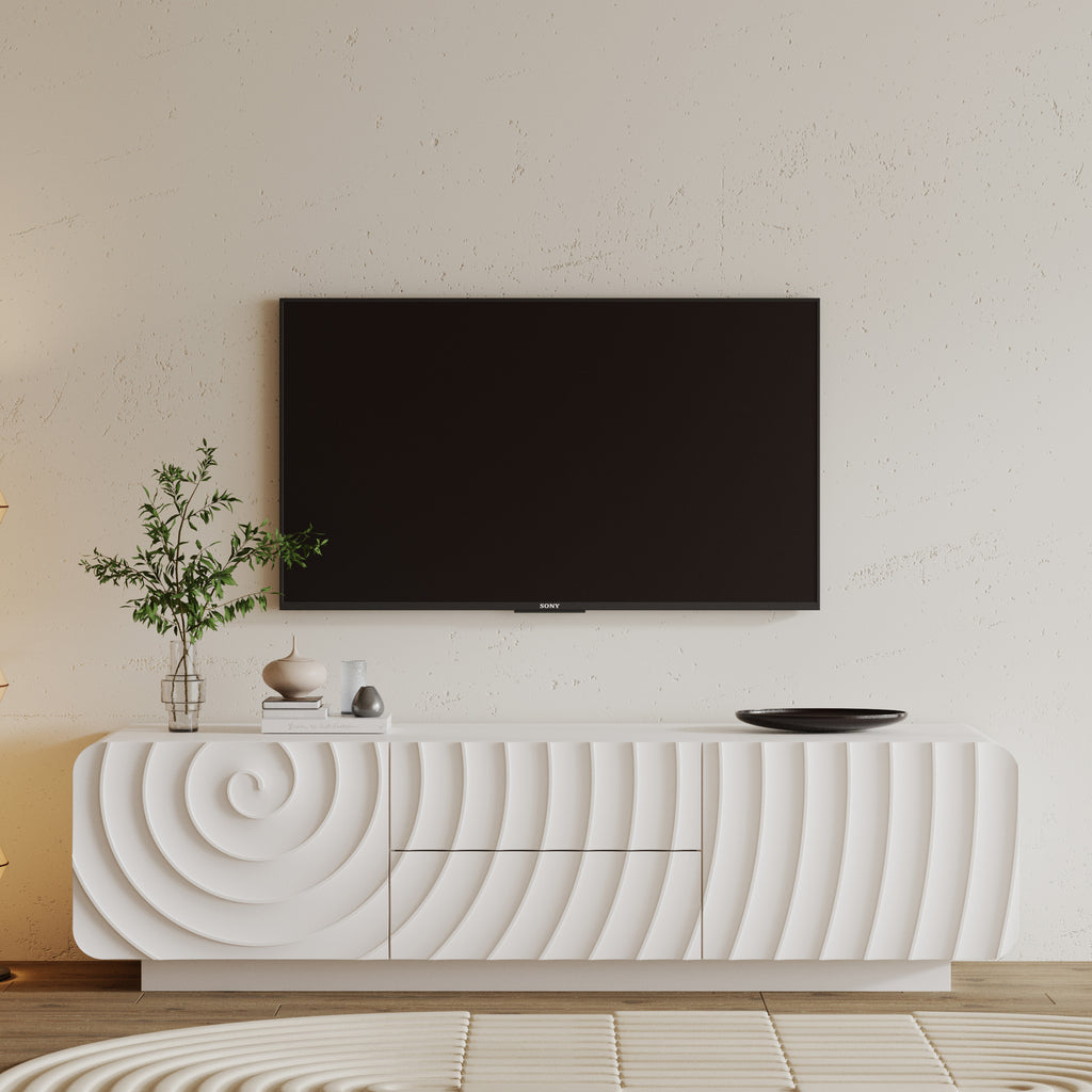 58'' TV Console With Modern Unique Spiral Wave Design
